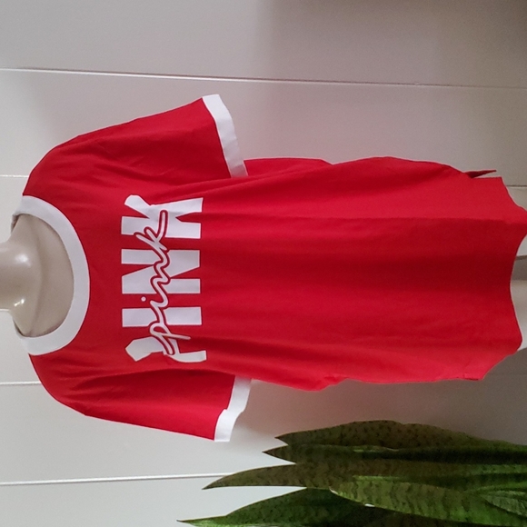 Pink Victoria's Secret Women's Ringer Tee Shirt Top Red Size XL/XG/EG/170/112A - Picture 3 of 7